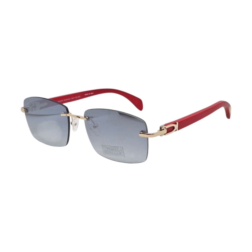 Porta Romana Gray and Gold Eyewear red wood temples MODEL 1972